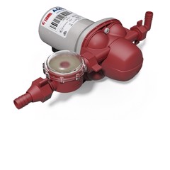 FIAMMA Aqua F Vattenpump med kompakt design, synliga kammare och anslutningar till slangar.